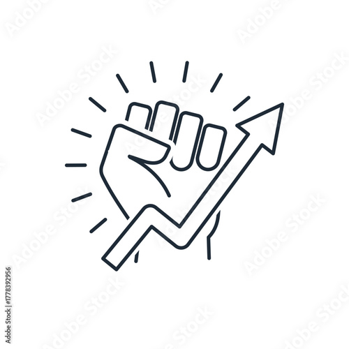 Motivation to move up. Striving for success and achievement. Vector linear icon isolated on white background.