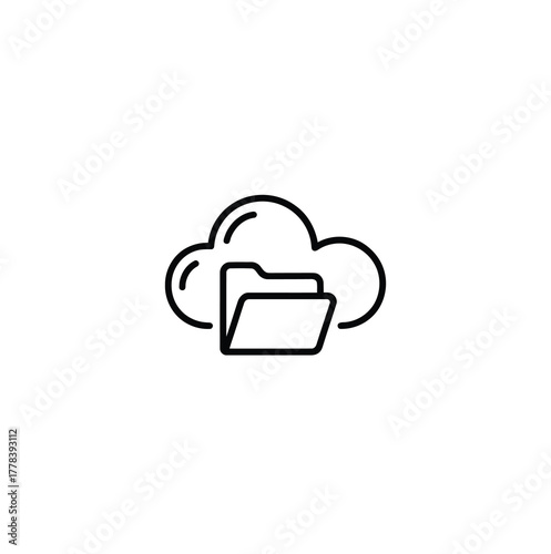 Cloud storage and file management concept, outline thin line flat illustration, modern vector for web page template, background, banner and icon design, easy to use