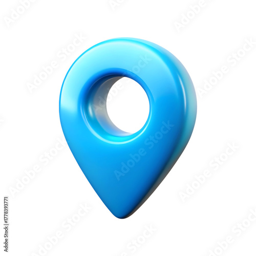 3d blue location pin icon realistic 3d rendering for navigation and maps transparent background