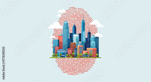 Cityscape Fingerprint - Urban Identity and Modern Architecture.