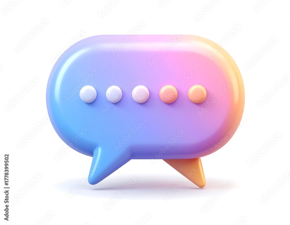 Fototapeta premium 3D Stylized Chat Bubble Icon with Colorful Gradient and Communication Dots