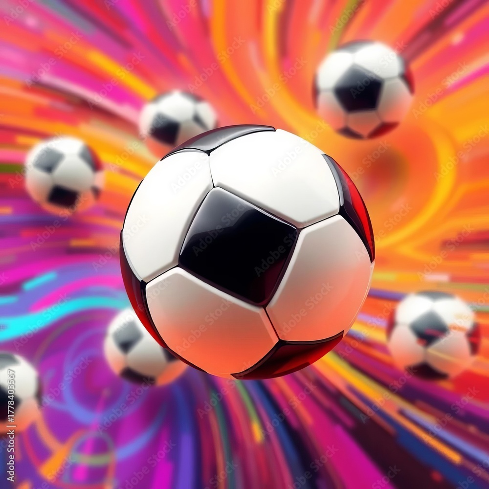 Obraz premium Abstract soccer ball pattern on vibrant background, dynamic motion, abstract, vibrant