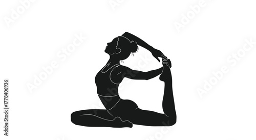 Peaceful silhouette of a woman performing a deep backbend and hip opener yoga pose, showcasing grace and well-being.