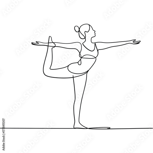 Elegant line art of a woman in yoga pose