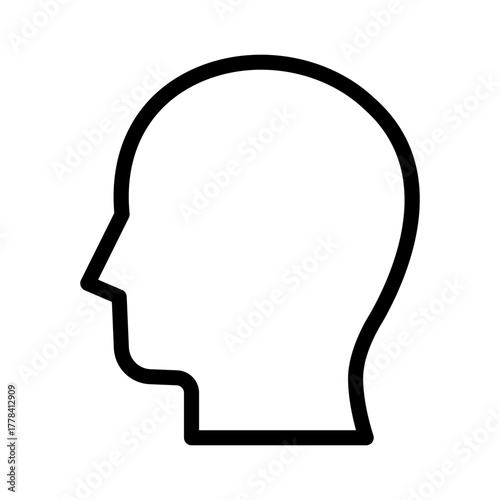 Line Icon of human head silhouette without symbol representing normal and balanced state
