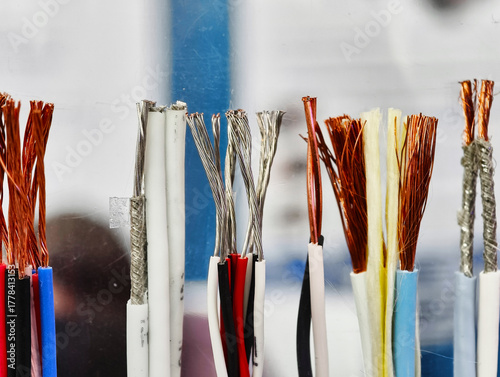 Papier peint Colorful collection of electrical wires showcasing various materials and texture