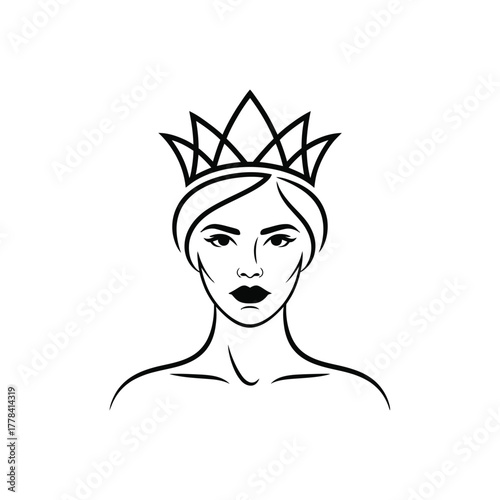 Elegant woman wearing a stylized crown