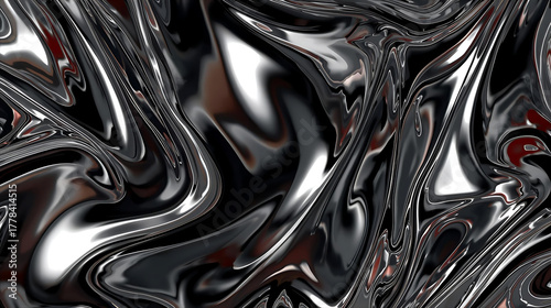 Abstract black liquid metal texture with dark and light reflections wallpaper 4k, generative ai