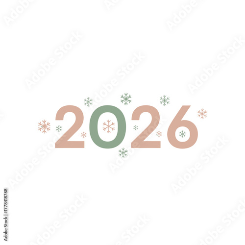 Elegant 2026 New Year Design with Snowflakes