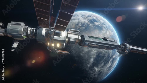 3D Animation of Space Station Orbiting Earth – Realistic Futuristic Motion Graphic
