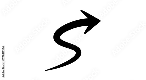 A simple black curved arrow pointing upwards and to the right