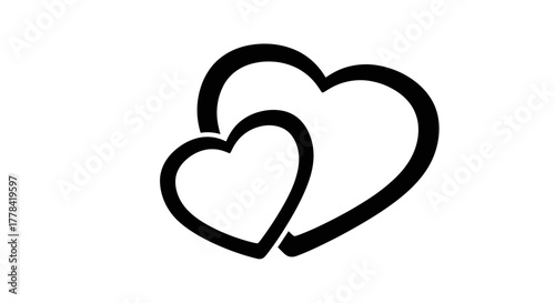 Two intertwined black hearts forming a simple elegant loving design