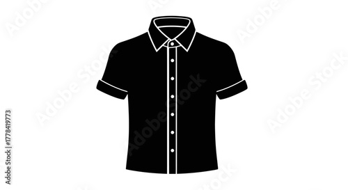 Simple black short sleeve button down shirt graphic illustration design