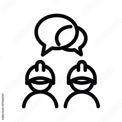 communication between construction worker outline icon vector design good for web or mobile app