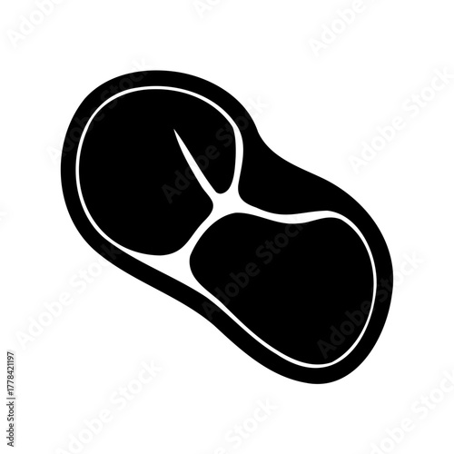 Minimalist black and white design of a raw steak with marbling