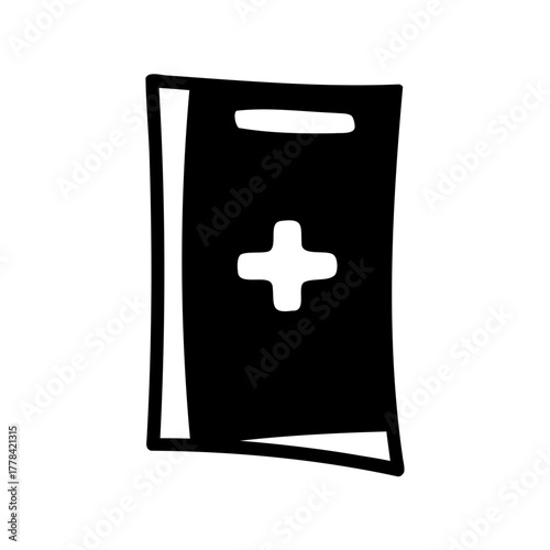 A simple medical record with a cross symbol showing a medical history