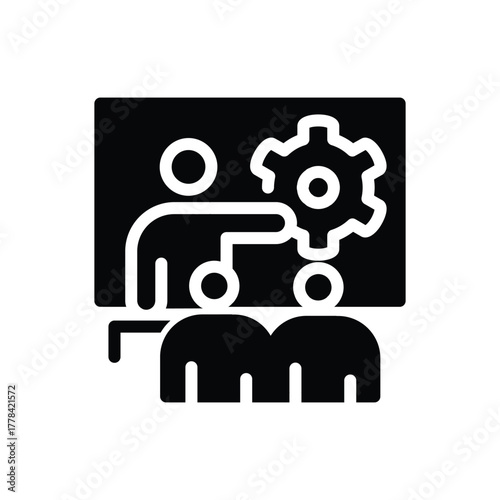 Engineers Receiving Training on Industrial solid icon vector design good for web or mobile app