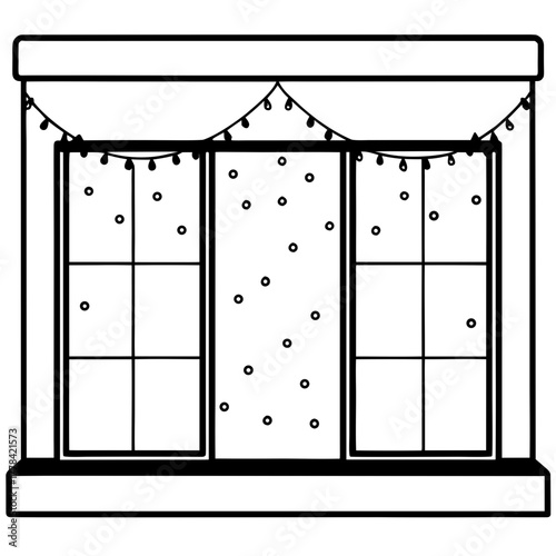 A window with christmas lights