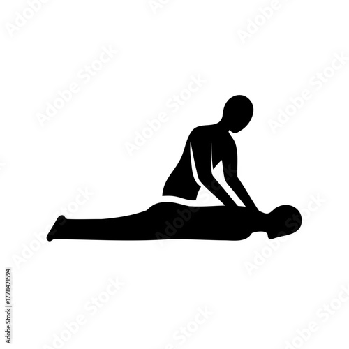 Silhouette illustration of a professional therapist giving a relaxing back massage