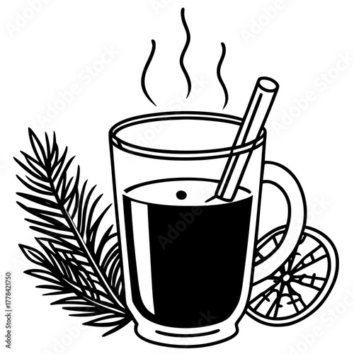 Festive mulled wine illustration for winter holidays