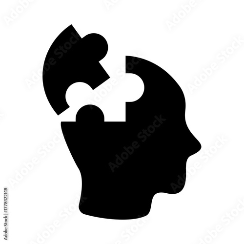 Mental health solid icon. Memory loss or dementia.