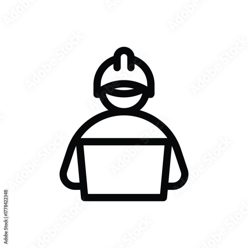 engineer with laptop outline icon vector design good for web or mobile app