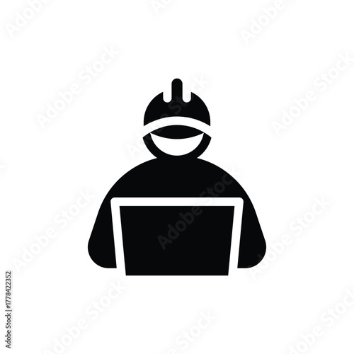 engineer with laptop solid icon vector design good for web or mobile app