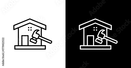 Home Renovation  White Icon Set Design