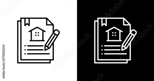 Rental Property  White Icon Set Design