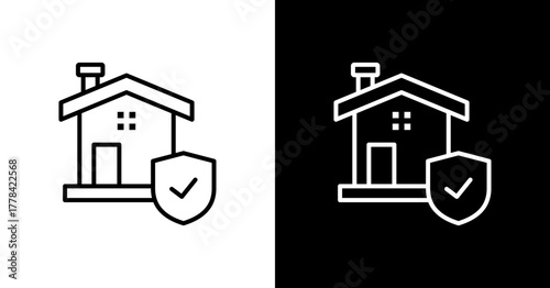 Home Insurance  White Icon Set Design