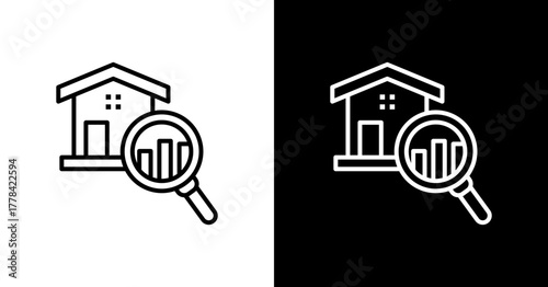 Real Estate Analytics  White Icon Set Design