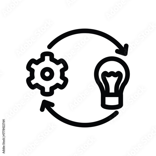 lighbulb and Gear outline icon vector design good for web or mobile app