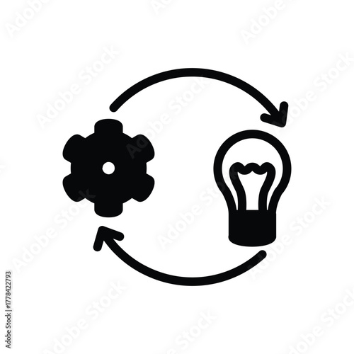 lighbulb and Gear solid icon vector design good for web or mobile app