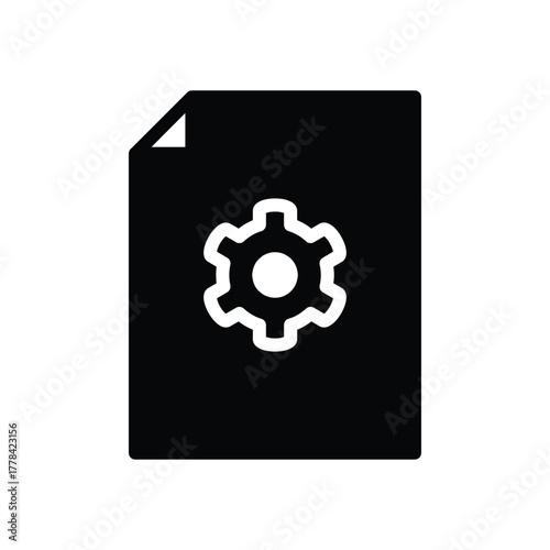 document and gear inside solid icon vector design good for web or mobile app