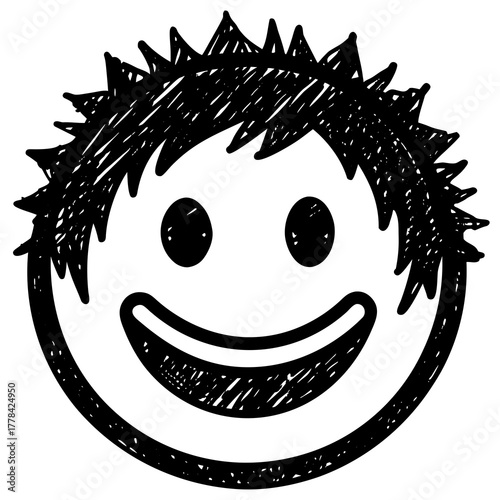 Funny cartoon monster character vector illustration with an ugly smile and crazy teeth