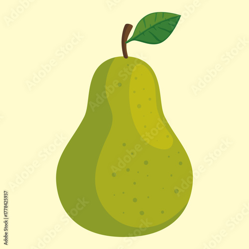 Fresh green pear with a leaf on a light background showcasing healthy eating and natural food choices for a vibrant lifestyle and culinary creativity in presentations