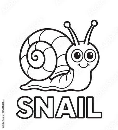 Outline of smiling snail with a patterned shell is shown with transparent background, kids, coloring page,  book , printable, easy, coloring, pages,