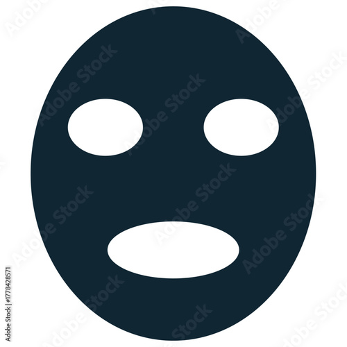 Facial mask icon vector. Ideal for beauty treatment, skin care, and cosmetics themes. This graphic symbolizes a face covering used for hydration and cleaning.