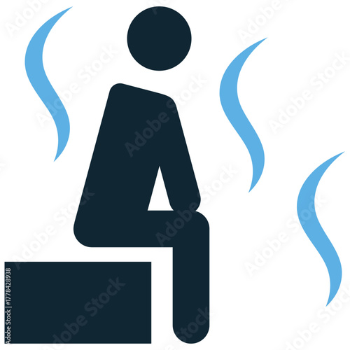 Steam room icon vector. Ideal for spa, detoxification, and heat therapy themes. This graphic symbolizes a humid enclosure used for relaxation and wellness.
