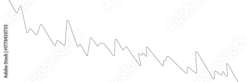 A dotted line graph displaying a pattern of both upward and downward movements, representing fluctuation. Vector illustration .EPS 10 .