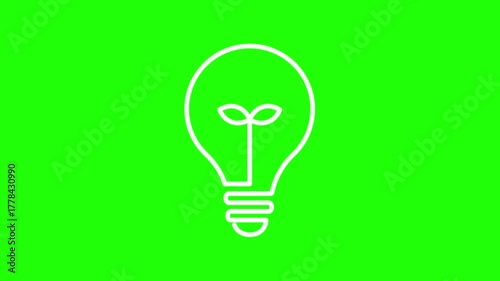 Light Bulb Icon in Leaf symbol save energy icon animated plant in bulb icon symbol protect environment eco neon 4k looping