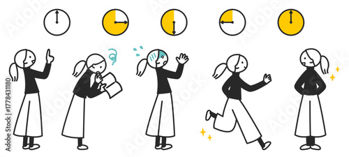 時間配分どおりにタスクを達成した女性