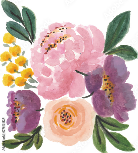 Vibrant Watercolor Floral Arrangement art