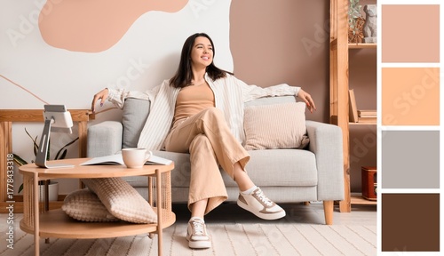 Happy young woman resting o...