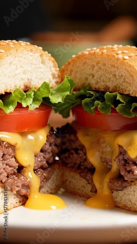 Delicious cheeseburger sliders with melted cheese ooze enticingly over the