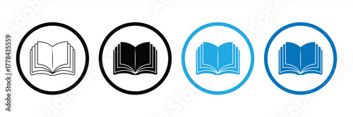 book icon set. Open book signs and symbols. Ebook icon, vector illustration
