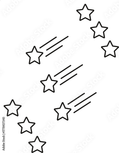 Several shooting stars. A shooting star is the common name for a meteor, which is a streak of light in the night sky. 