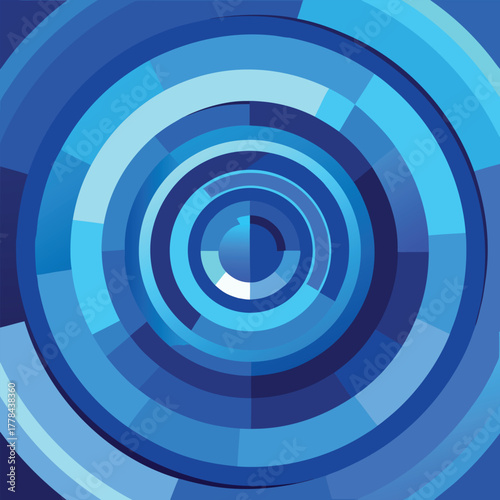 Abstract Blue Circular Geometric Pattern vector illustration