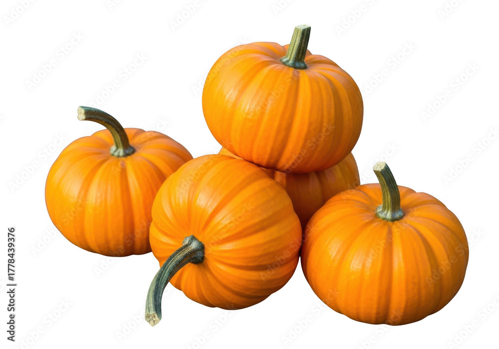 Obraz premium 3d group of pumpkins isolated on transparent background