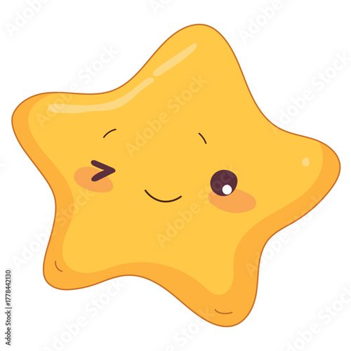 Illustration of a cute smiling star on a white background - vector